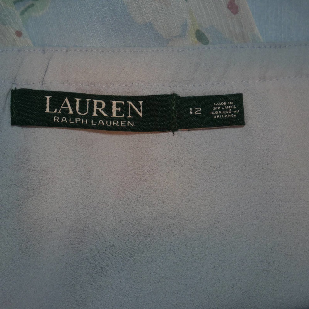Lauren Ralph Lauren Size 12 Womens Light Blue Floral Tea-Length Skirt EUC - Picture 7 of 12